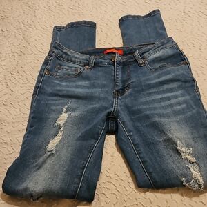 Classic Blue Distressed Women Jeans